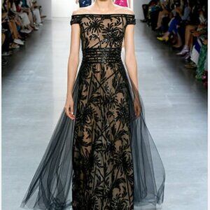 Talbot Embroidered Lace overlay Long Black Skirt SIZE 6  Formal~Holidays~